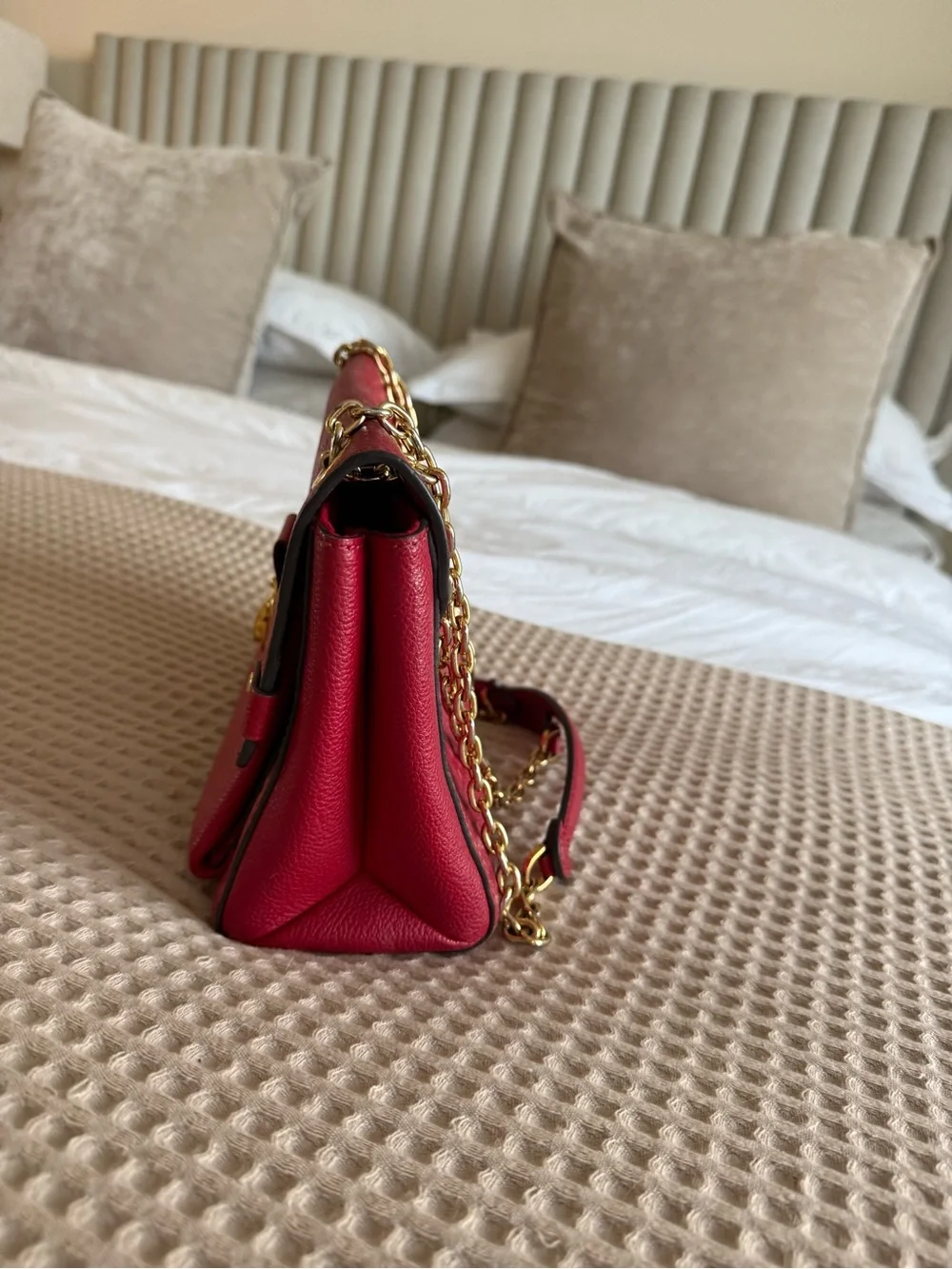 Louis Vuitton Red Monogram Empreinte Vavin PM Crossbody with Gold Hardware